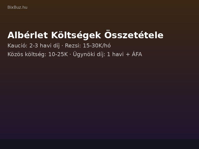 Albérlet költségek összetétele – kaució, bérleti díj, rezsi